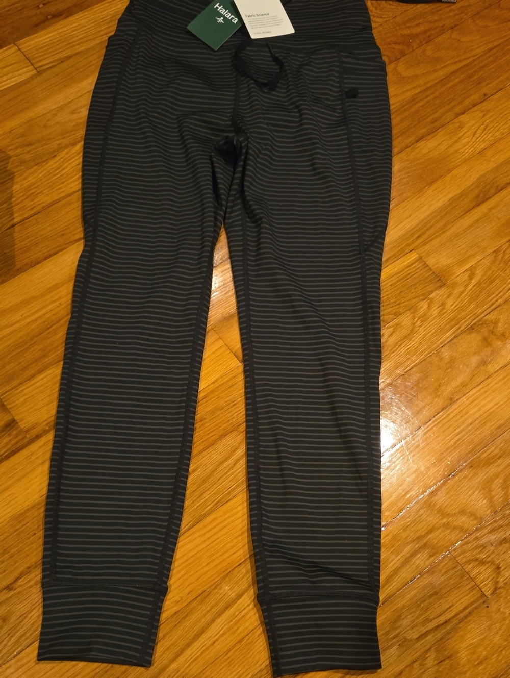 HALARA High Waisted Drawstring Striped